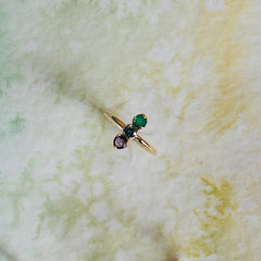 Pax ring Green agate + Topaz + Amethyst 6