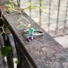 Pax ring Green agate + Topaz + Amethyst 6