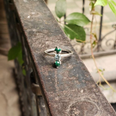 Pax ring Green agate + Topaz + Amethyst 6