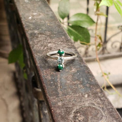 Pax ring Green agate + Topaz + Amethyst 6