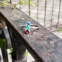 Pax ring Green agate + Topaz + Amethyst 6